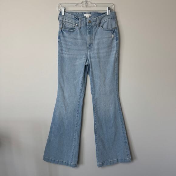 Good American Always Fits Good Legs Flare Trouser Hem Jeans Light Wash Size 6-12 - Picture 1 of 6
